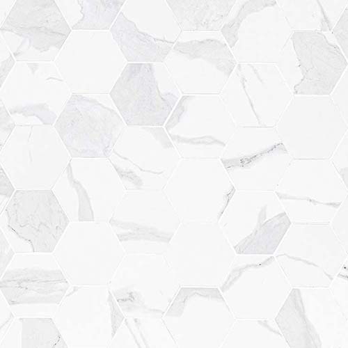 Porcelain Mosaic tile in Eden Statuary 3x3 Hexagon Matte