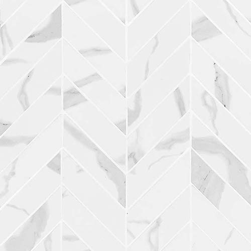 Porcelain Mosaic tile in Eden Statuary Chevron 12x15 Mosaic
