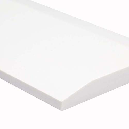 Engineered Marble in Bright White 5x36x0.62 Double Hollywood Beveled Polished