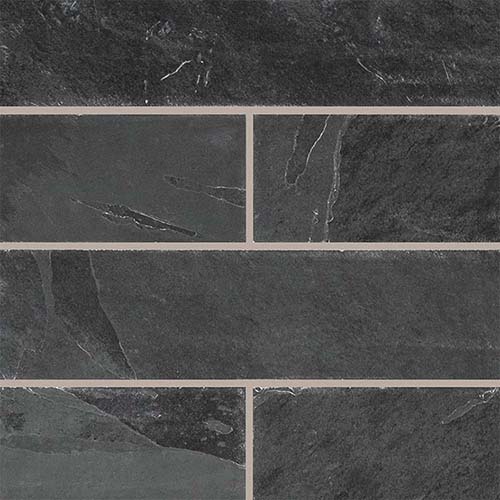 Slate tile in Montauk Black 6x24