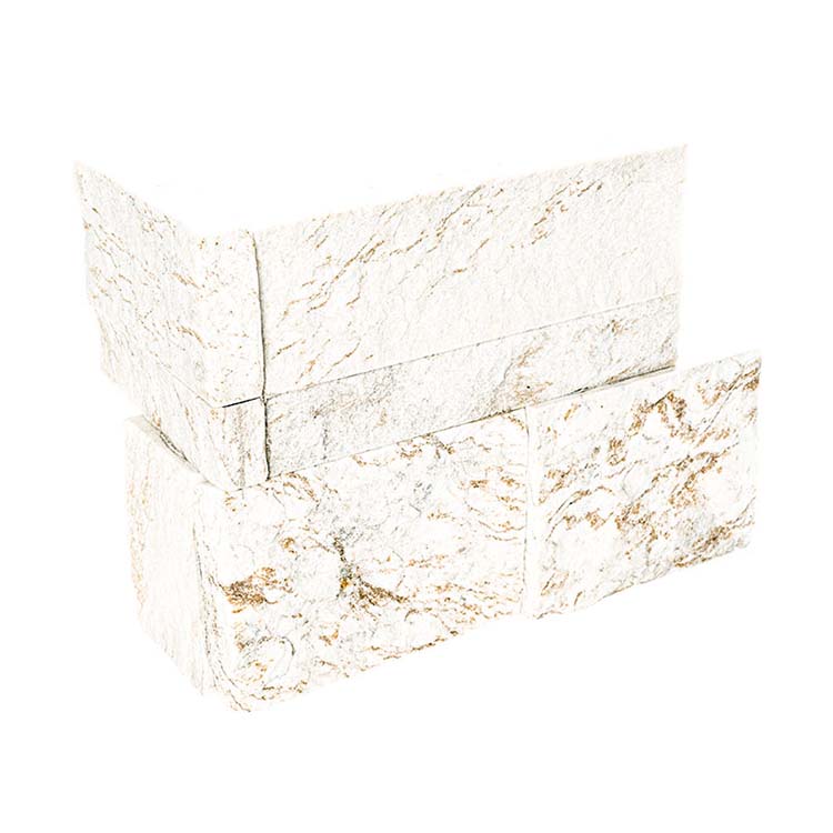 Quartzite tile in Royal White Splitface Ledger Corner 9x18