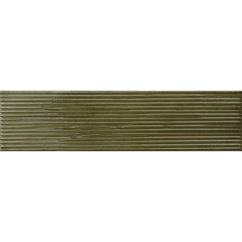 Porcelain tile in Groove Bass Green 3x12 Glossy
