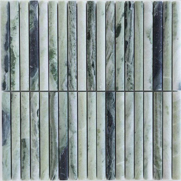 Zellige Mosaic Plateau Ridges Green Beauty Honed