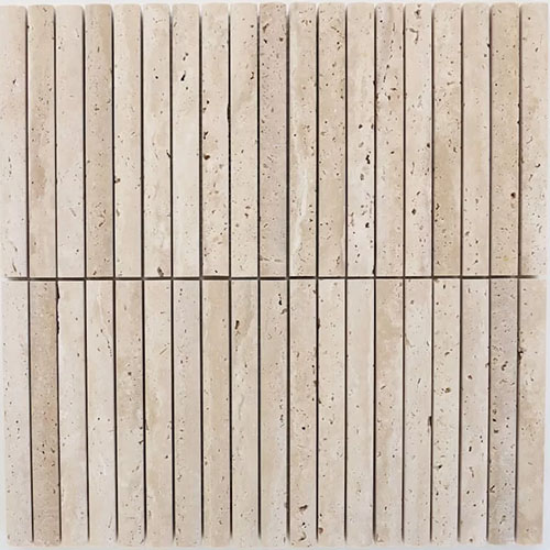 Zellige Mosaic Plateau Ridges Light Travertine Honed