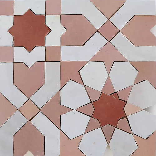Zellige Mosaic Tangier Himalayan Salt Canyon Red Silk