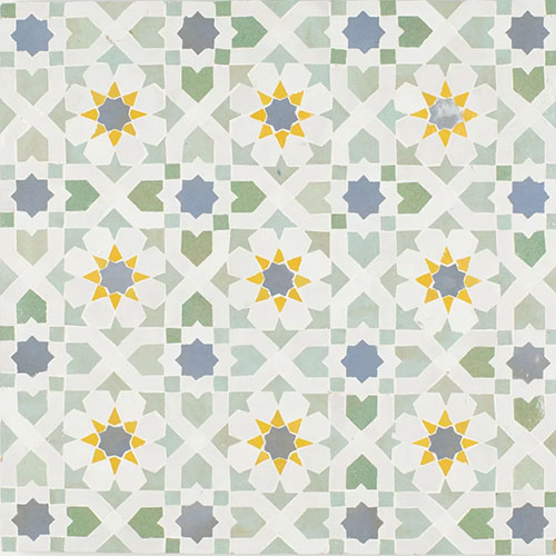 Zellige Mosaic Tangier Petite Green Tea Citrine Blue Thistle Silk