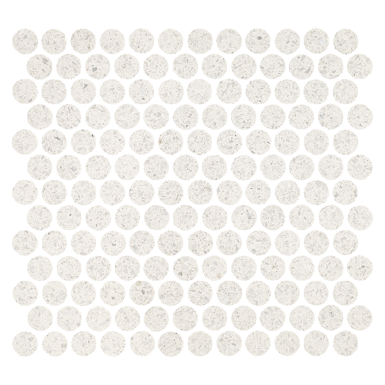 Natural Stone Mosaic tile Eco Rock Terrazo PennyRounds in Crushed Crystal colorway