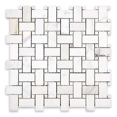 Calacatta Gold - Basketweave w/ Calacatta Gold Dot Honed