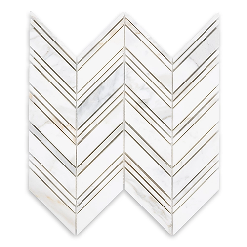 Calacatta Gold - Chevron w/ Thin Calacatta Gold Strips Polished