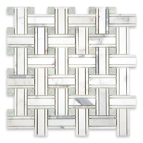 Calacatta Gold - Tripleweave w/ Green Dot Honed