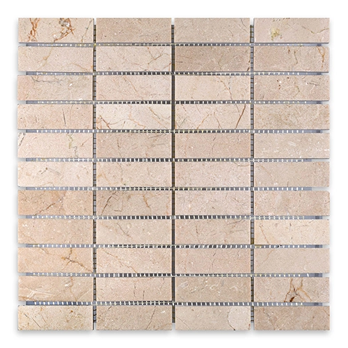 Crema Marfil - Brick Stacked 1" x 3" Honed