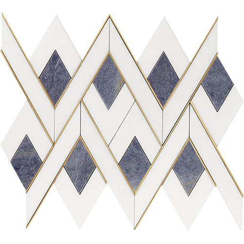 Fontane Azul White Thassos, Blue Macauba, Brass
