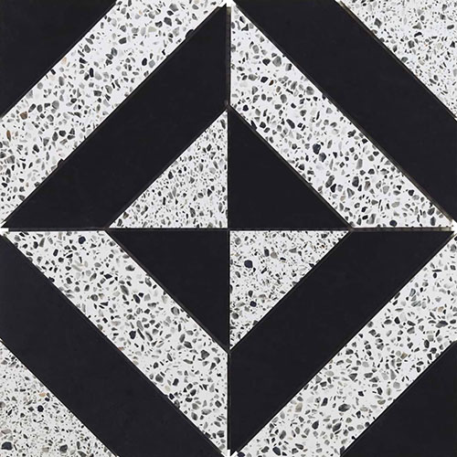 Minna Diagonals Nero Truffle Nero Marquina and Terrazzo