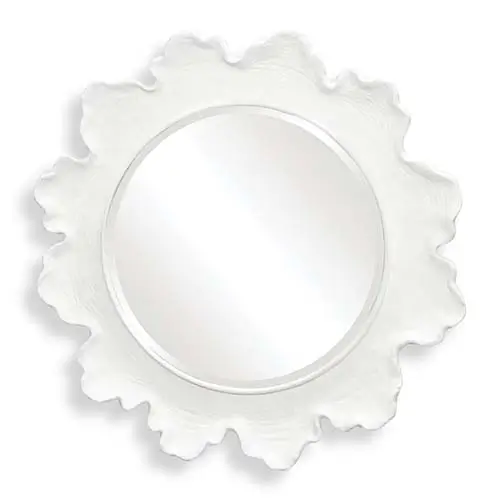 Sea Coral Round White Mirror