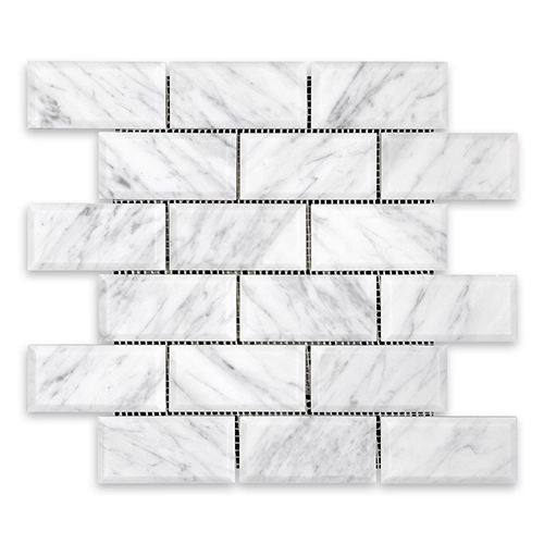 White Carrara - Brick 2" x 4" Beveled Honed