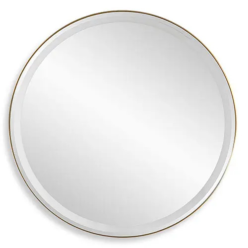 Crofton Lighted Round Brass Mirror