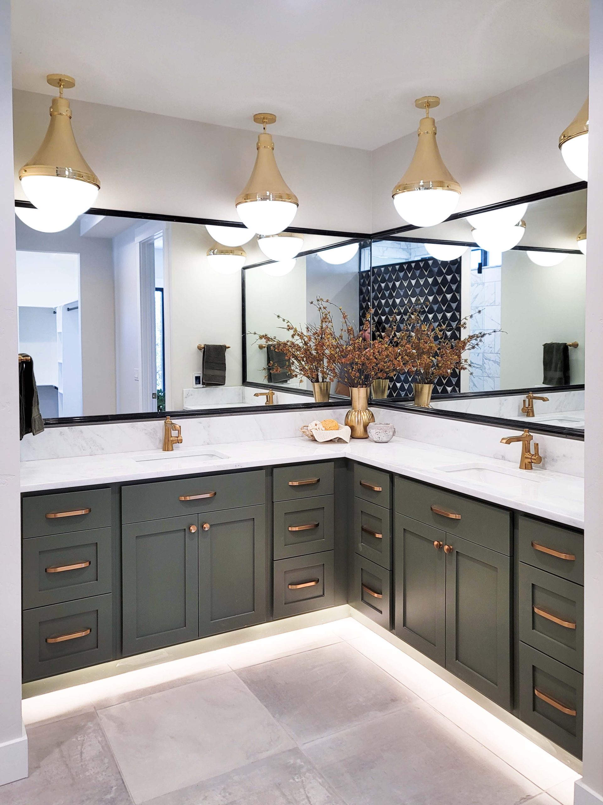 Modern porcelain tile flooring in a bright bathroom design