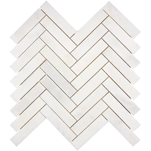 Afyon White 1" x 4" Herringbone
