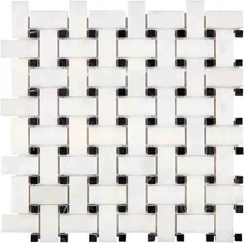 Afyon White Basketweave Black