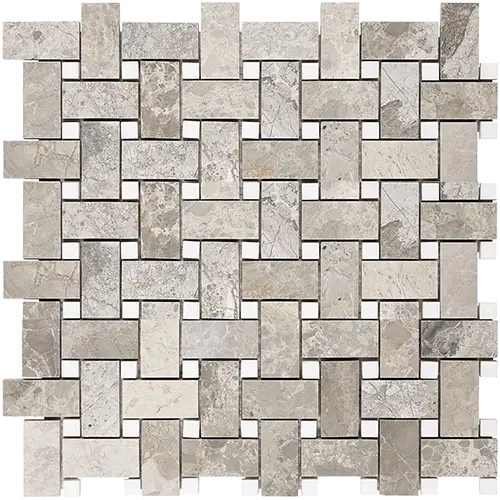 Atlantic Gray Basketweave Mosaic w/ White Dots