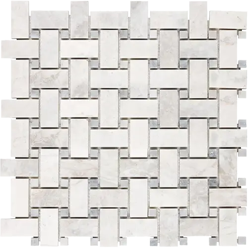 Bianco Congelato Basketweave Mosaic w/ Blue-Gray