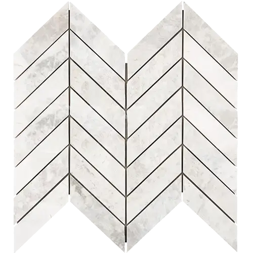 Bianco Congelato Chevron 1" x 4"
