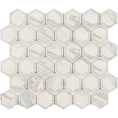 Calacatta Gold 2" Vortex Hex w/ Calacatta Gold