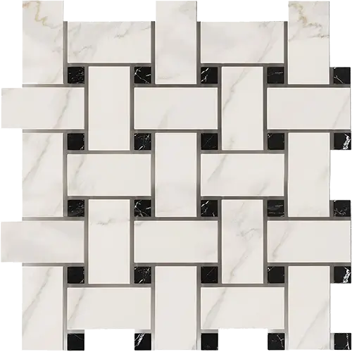 Calacatta Gold Basketweave w/ Black Large