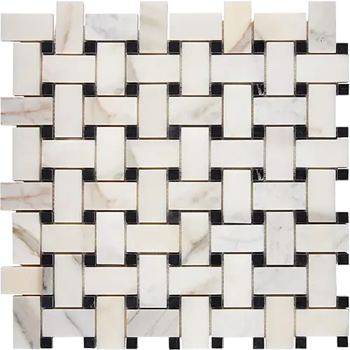 Calacatta Gold Basketweave w/ Black
