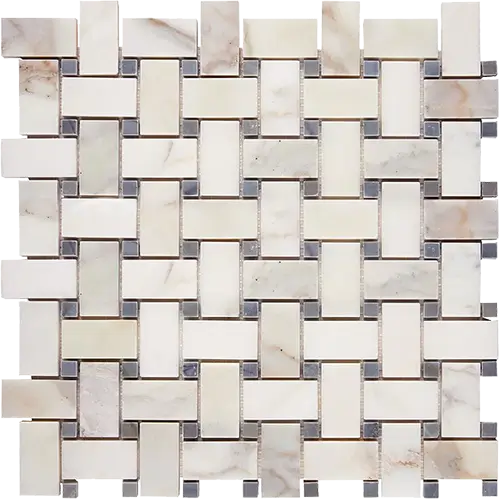 Calacatta Gold Basketweave w/ Blue-Gray