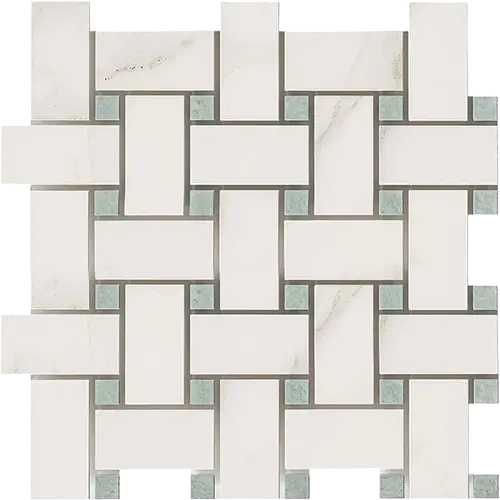 Calacatta Gold Basketweave w/ Ming-Green Large