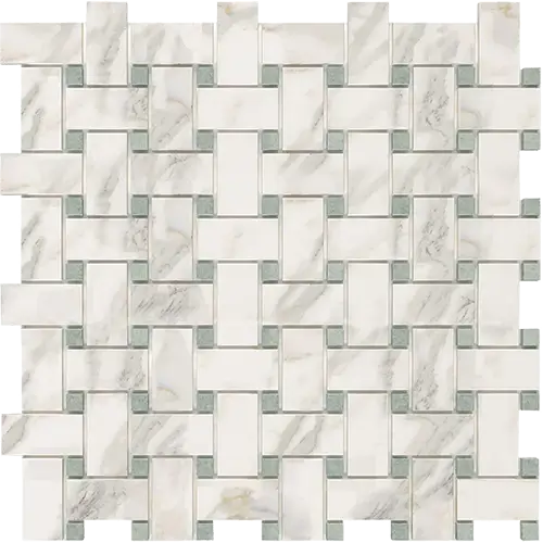 Calacatta Gold Basketweave w/ Ming-Green