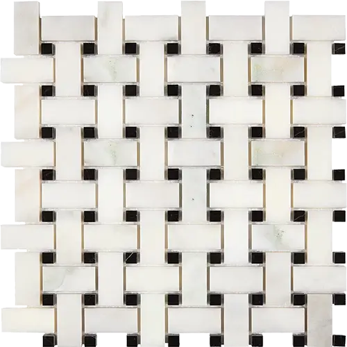 Calacatta Oliva Basketweave w/ Black
