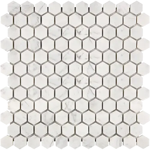 Carrara White 1" Hex