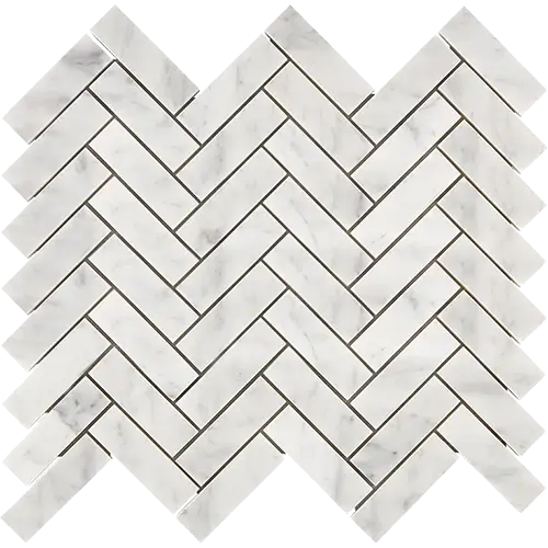 Carrara White 1" x 3" Herringbone