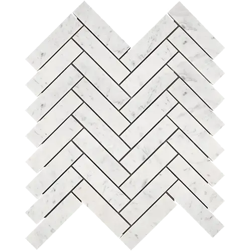 Carrara White 1" x 4" Herringbone