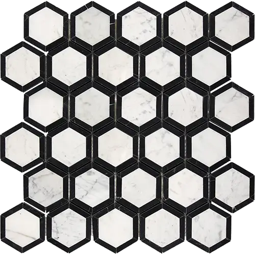 Carrara White 2" Vortex Hex w/ Black