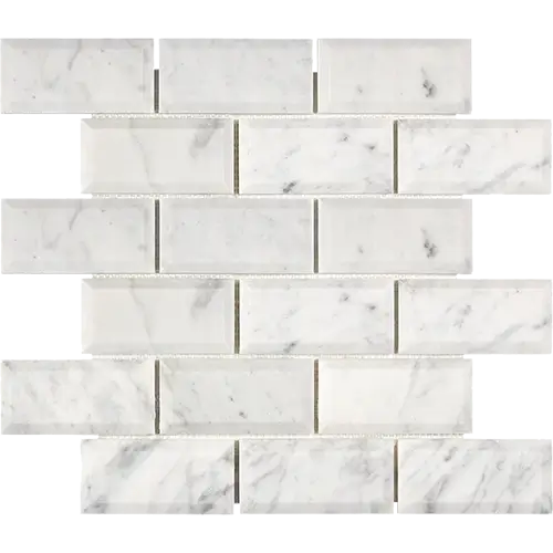 Carrara White 2" x 4" Deep-Beveled Brick