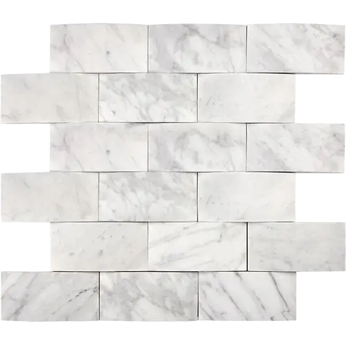 Carrara White 2" x 4" Round-Faced Brick