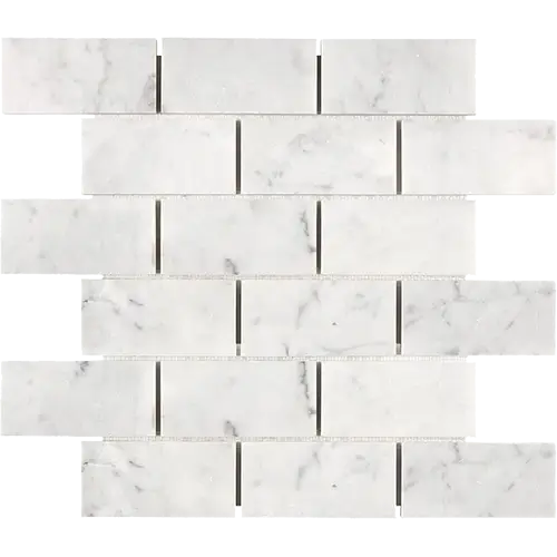 Carrara White 2" x 4" Straight-Edged Brick