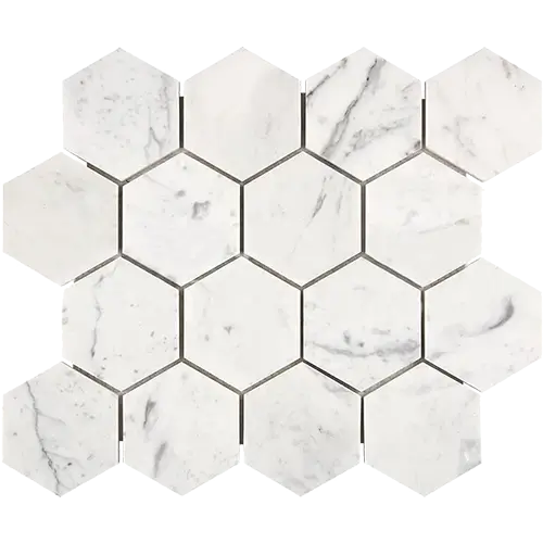 Carrara White 3" Hex