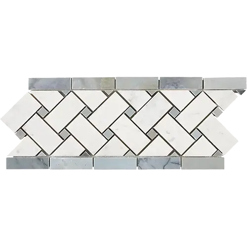 Carrara White Basketweave Border w/ Blue-Gray