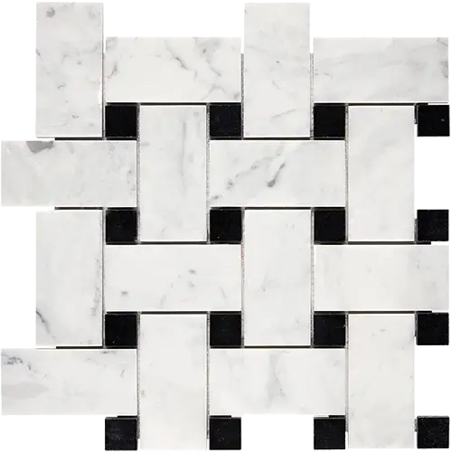 Carrara White Basketweave w/ Black Large