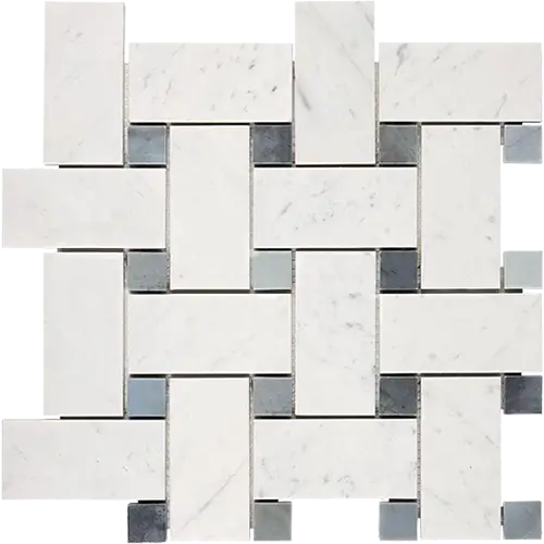 Carrara White Basketweave w/ Blue-Gray Large