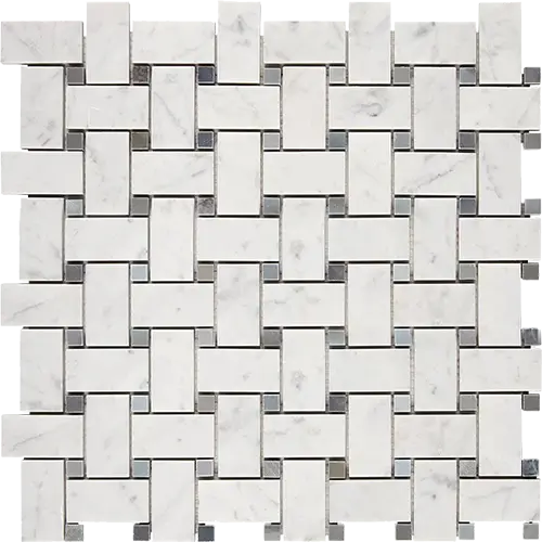 Carrara White Basketweave w/ Blue-Gray