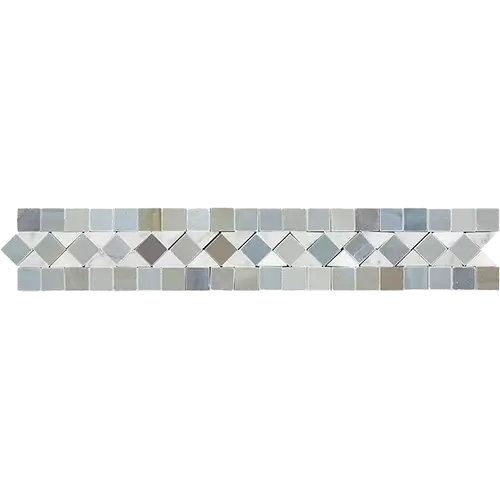 Carrara White BIAS Border w/ Blue-Gray