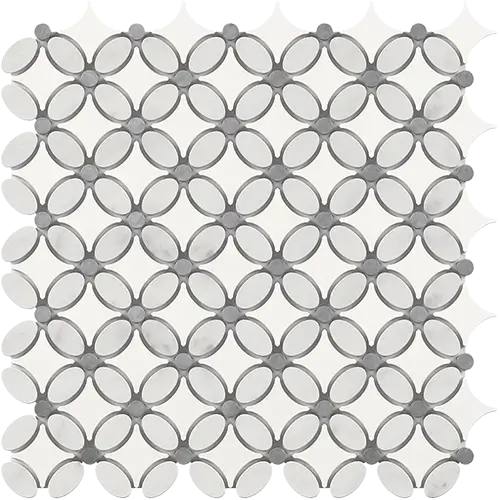 Carrara White Florida Flower Thassos + White Carrara Oval + Blue-Gray Dots
