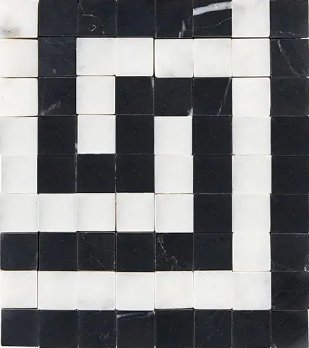 Carrara White Greek Key Border Corner w/ Black