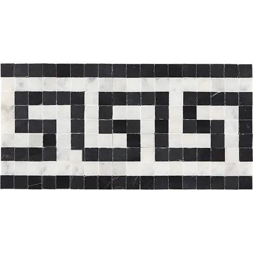 Carrara White Greek Key Border w/ Black