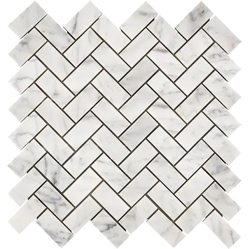 Carrara White 1" x 2" Herringbone
